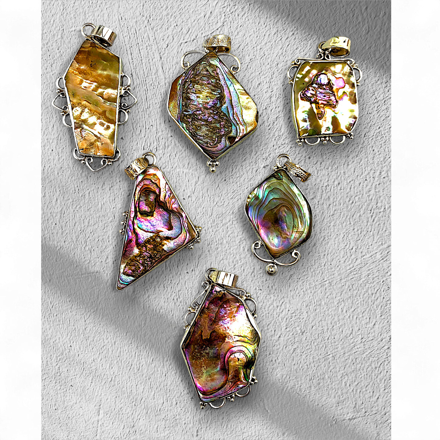 #3303 Abalone Pendants with Silver setting