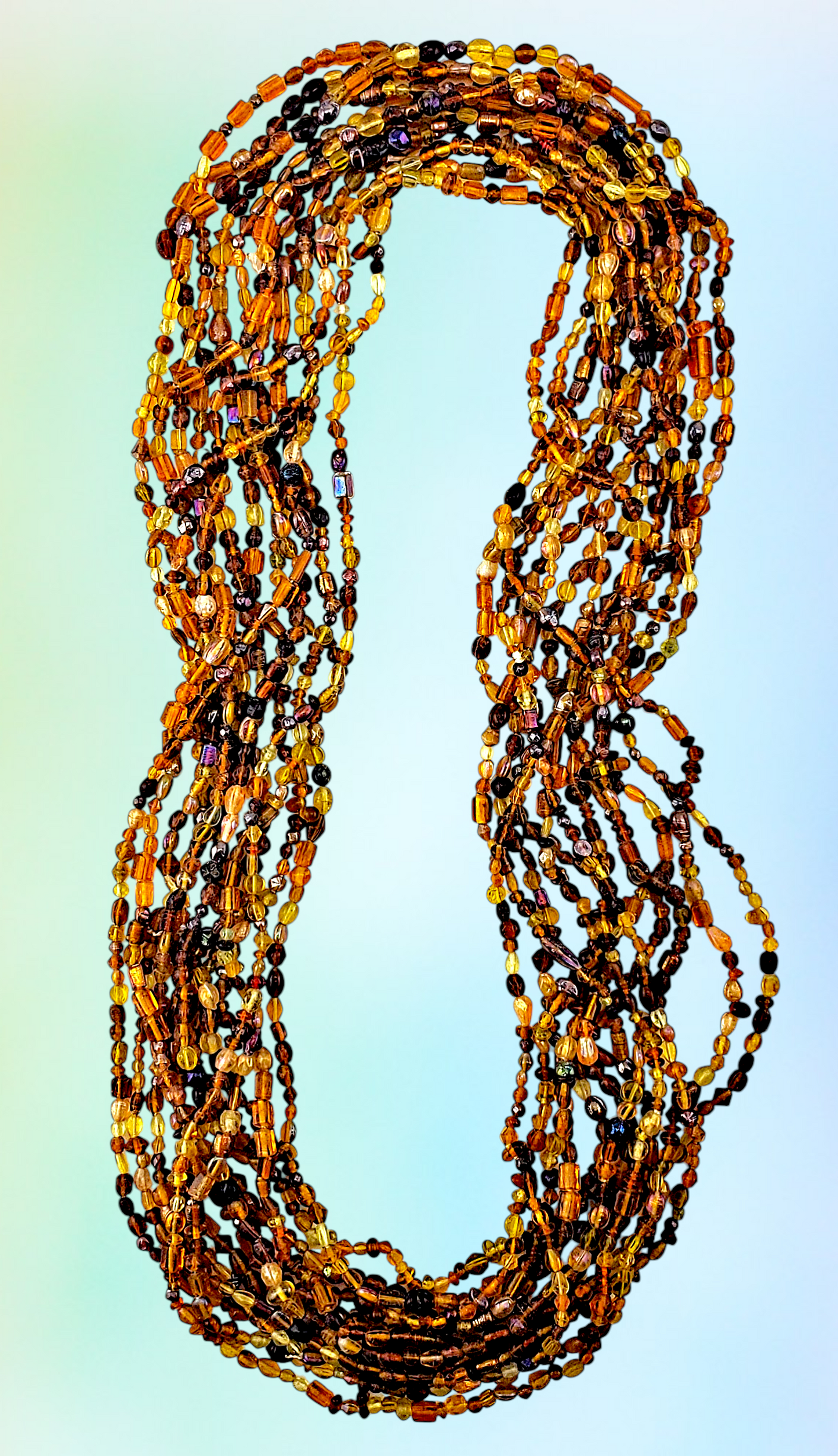 #45T Shades of Brown Color Glass Beads 36"