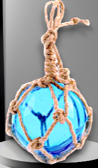 F-455 Light Blue Glass Float 3" With Rope Netting