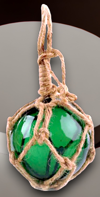 F-456 Green Glass Float 3" With Rope Netting
