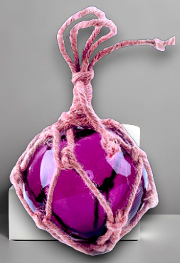 F-457 Purple Glass Float 3" With Rope Netting