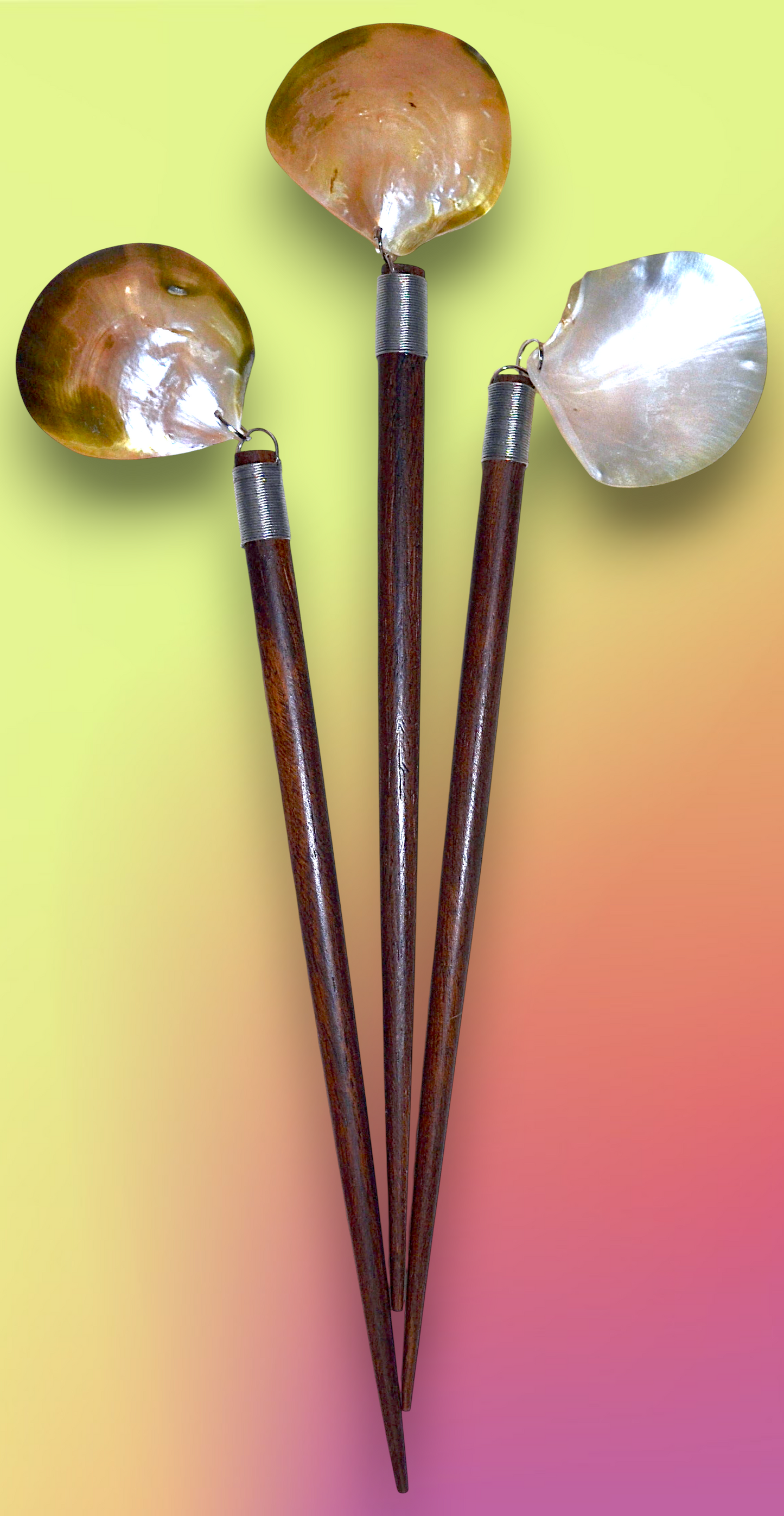HP-102 Wooden Hair Stick With MOP Accent 7"