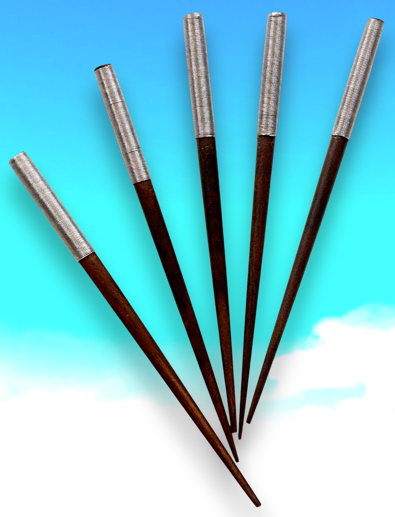 HP-106 Wooden Hair Sticks With Aluminum Wire Cap 7"