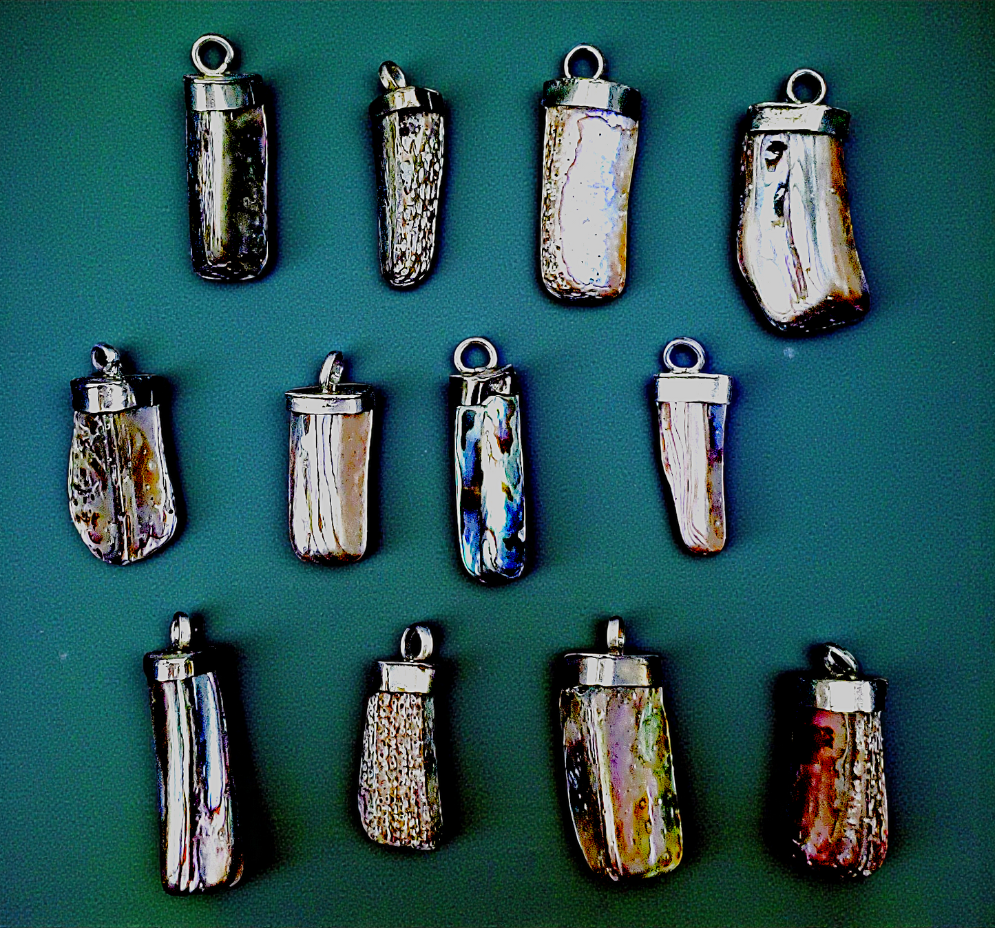 P-34 Abalone Shell Tusk Pendants with Metal Caps