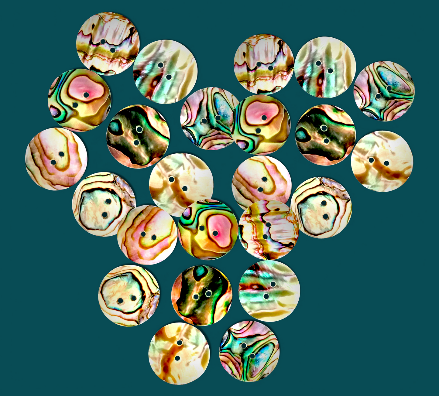 #2293 Green Abalone Seashell Buttons 15mm