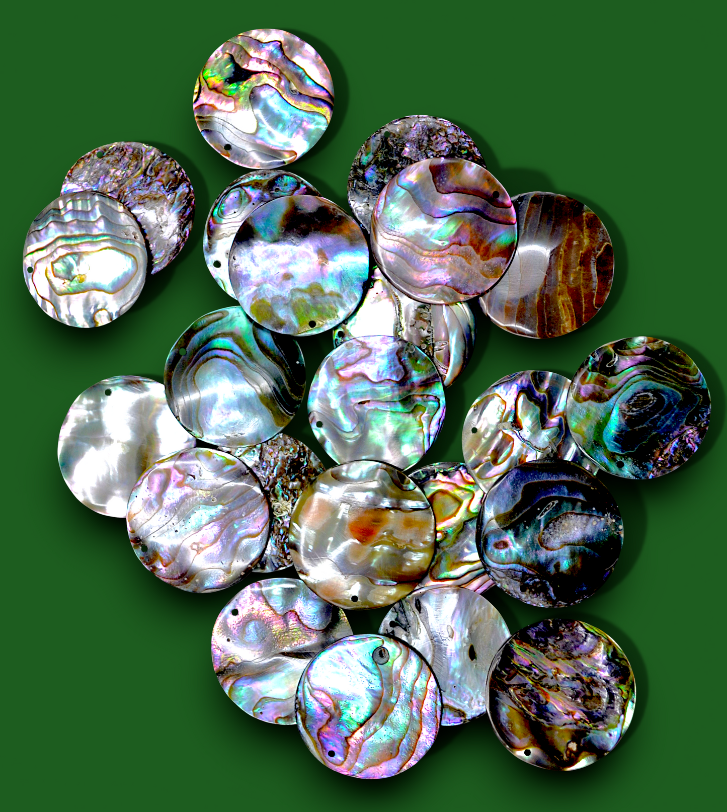 #3063 Green Abalone Disc 30mm Top Hole
