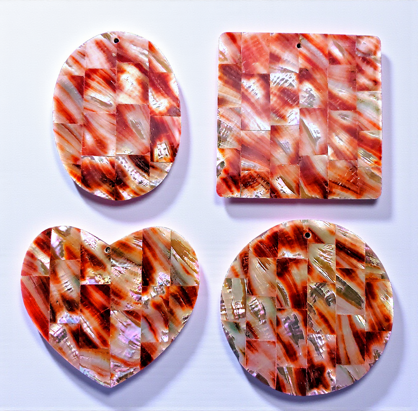 #3298 Red Abalone Inlaid Pendants