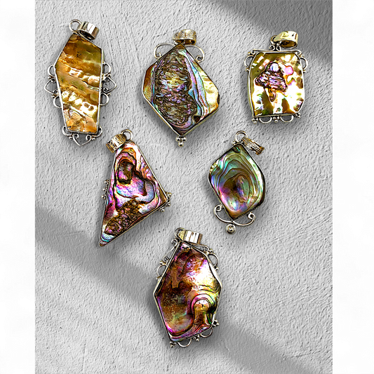 #3303 Abalone Pendants with Silver setting