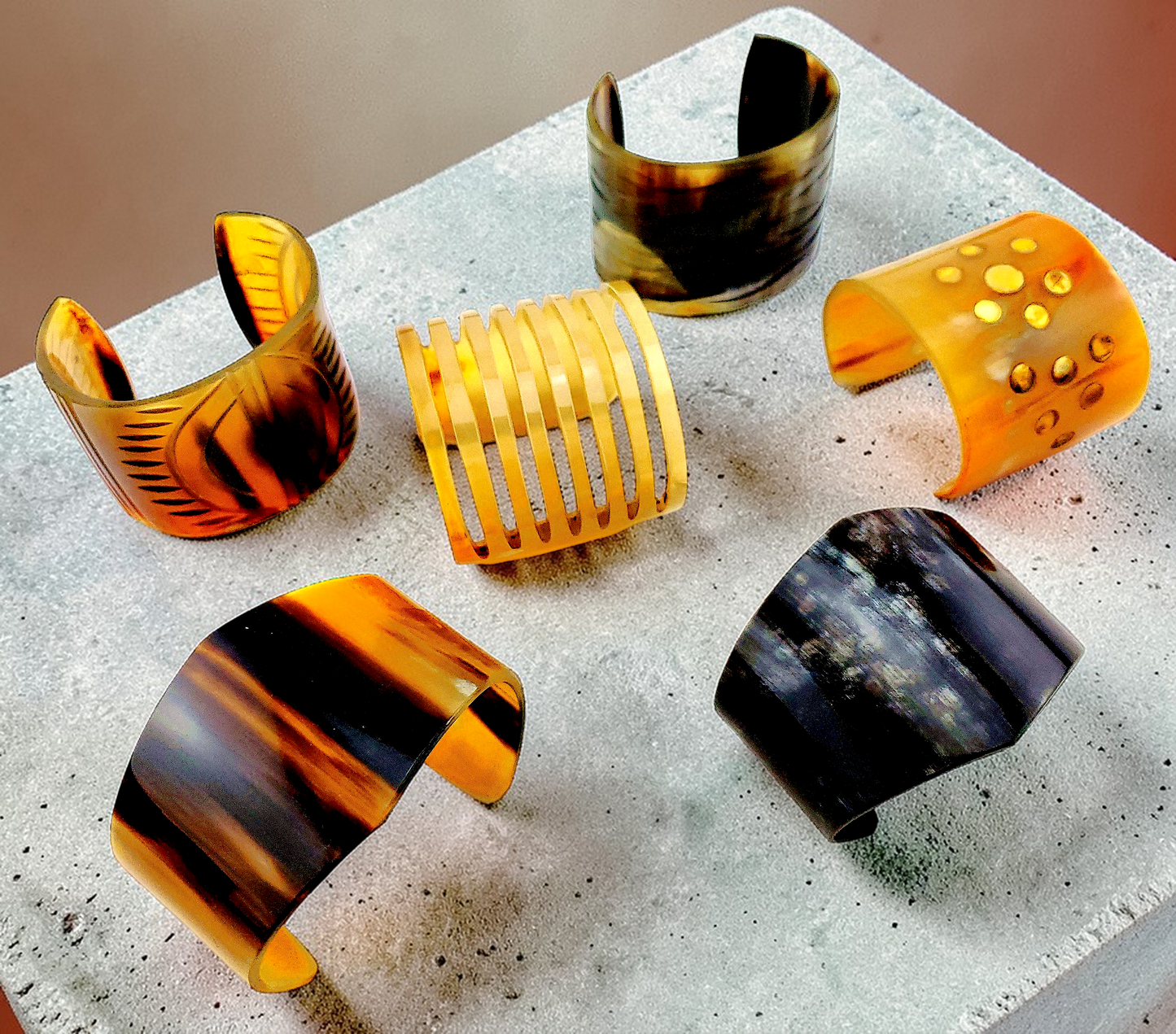 #4108 Buffalo Horn Open-cuff Bracelets 2"- 3 1/2"