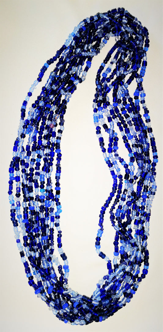 #45B Blue Glass Beads 36"