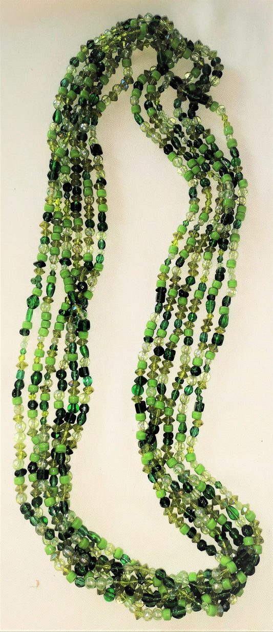 #45E Green Glass Beads strung 36"