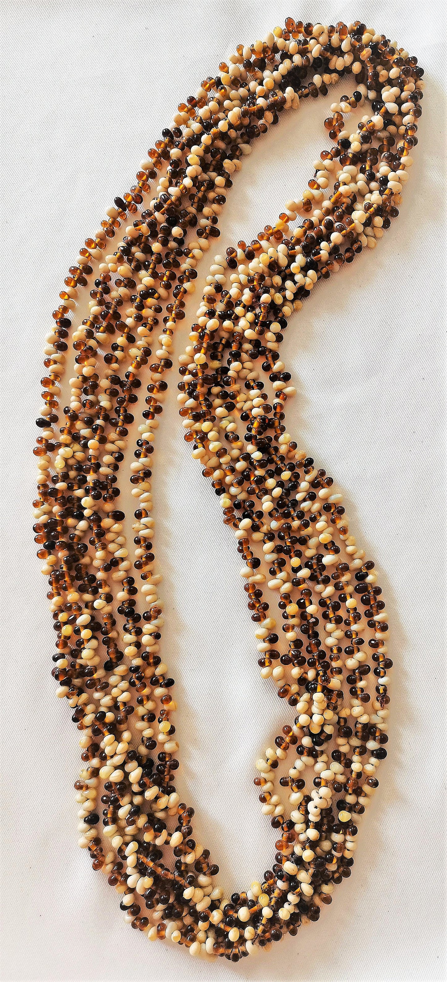 #45J Beige and Brown Glass Beads 36"