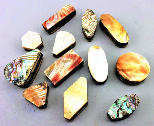 #586 Assorted Shell Inlaid Beads 3/4"- 1 1/2"