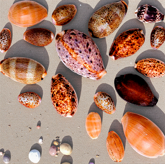 #7028 Polished Mixed Cypraea lynx 1"-2"