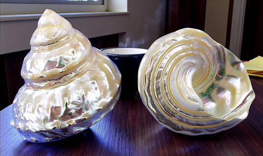 #7043 Pearl Polished Wavy Turban (Undosa) Seashell 2"- 3"