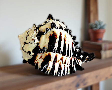 #7362M Polished Black Murex (Muricanthus nigritus) Seashell 4"- 5"