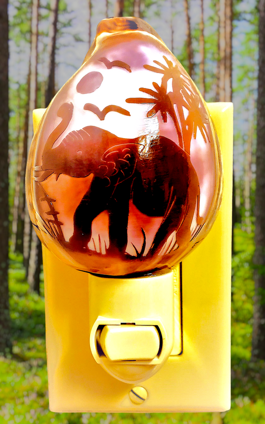 #7990 Tiger Cowrie Carved "Elephant" Nightlight 4"- 5"