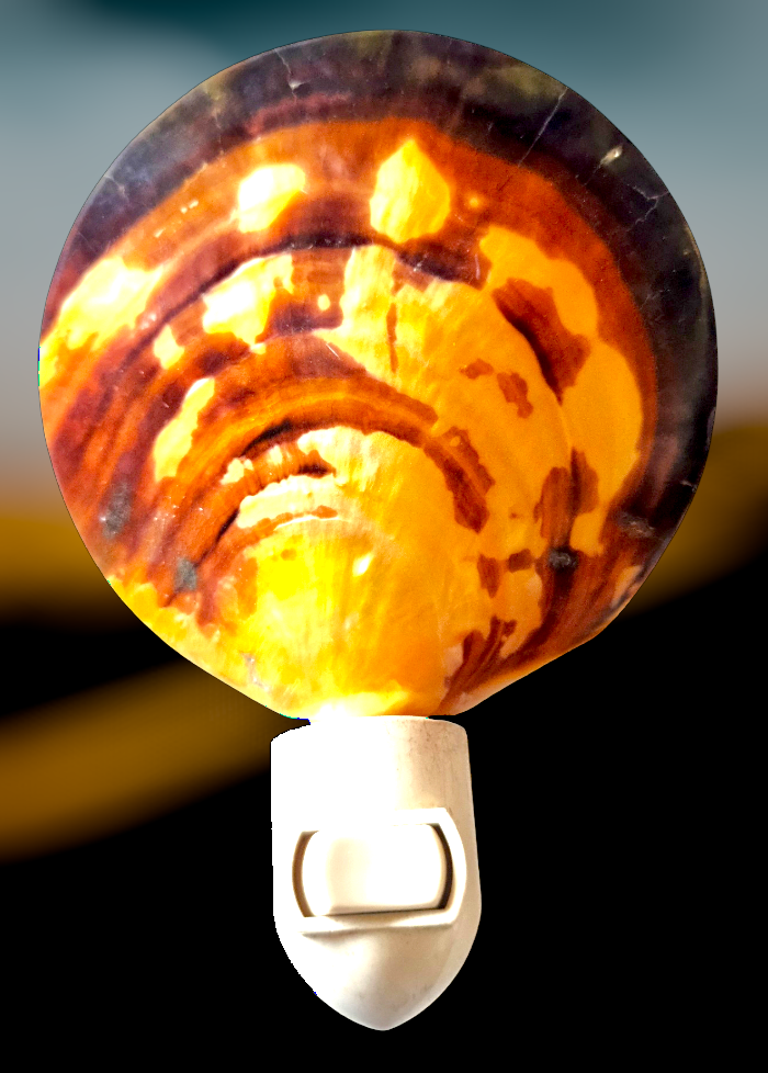 #9057 Golden MOP Semi-polished Round-shaped Nightlight 4"- 5"