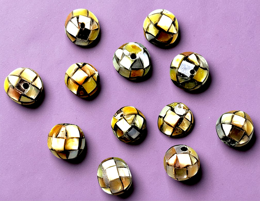 BD-144 Pearly Oyster Seashell Inlaid Beads 8mm