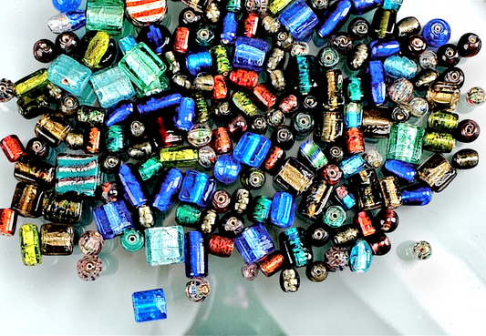BD-811 Mixed Silver-foiled Glass Beads 6-10mm