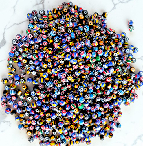 BD-827 Assorted Chevron Glass Beads 7mm