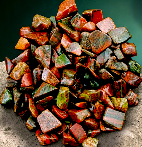F-1275 Unakite Gemstone 15mm