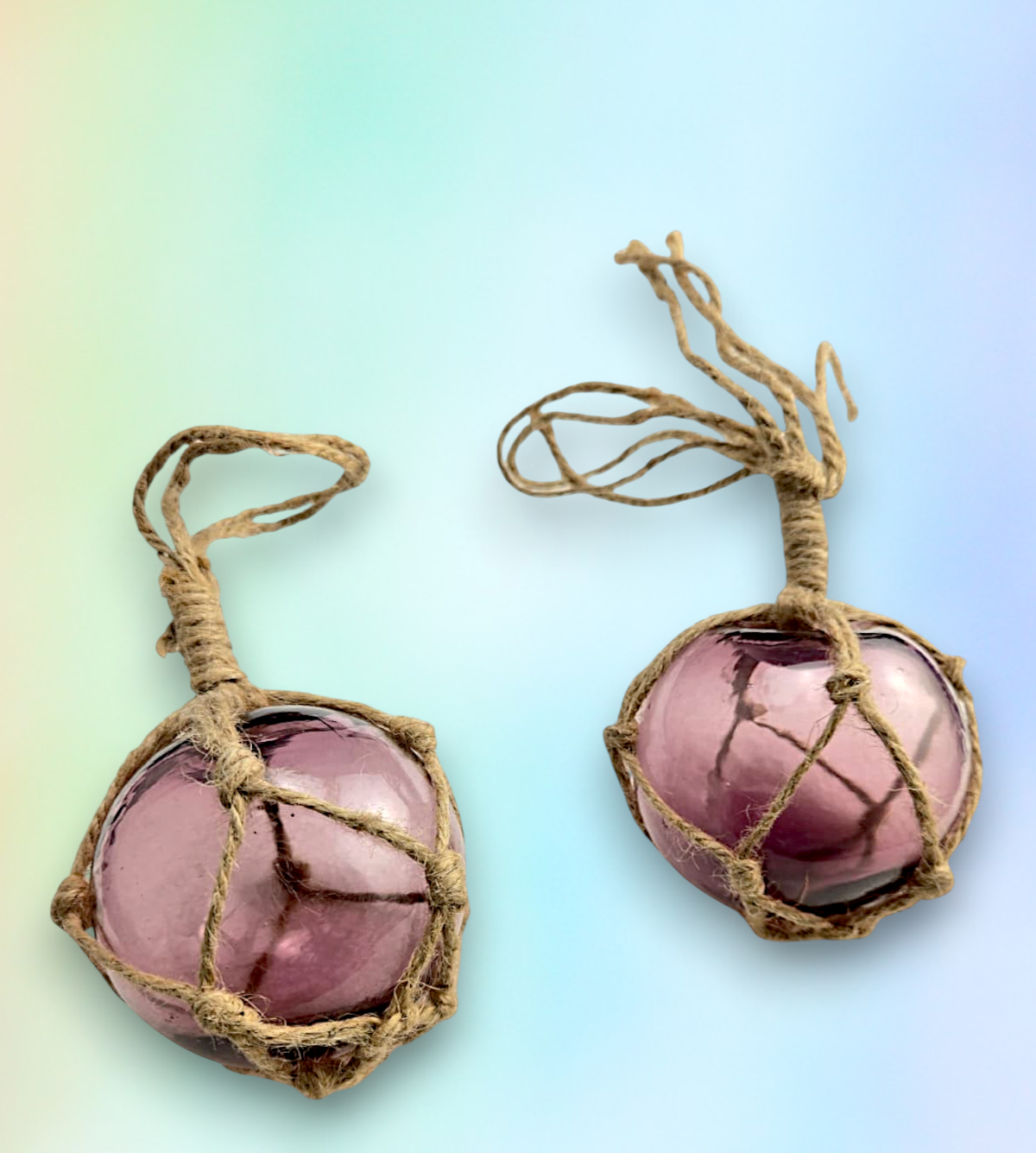 F-451 Lavender Glass Float 3" With Rope Netting