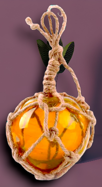 F-453 Amber Glass Float 3" With Rope Netting