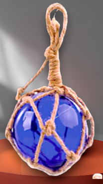 F-454 Cobalt Blue Glass Float 3" With Rope Netting