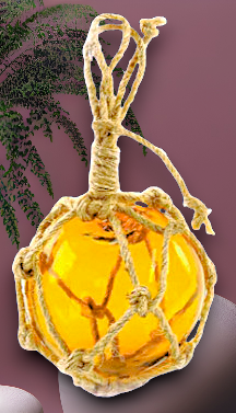 F-460 Yellow Glass Float 3" With Rope Netting