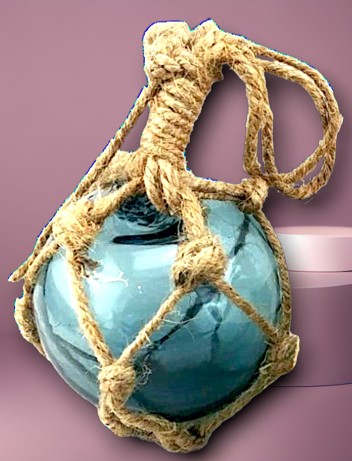 F-461 Montana Blue Glass Float 3" With Rope Netting