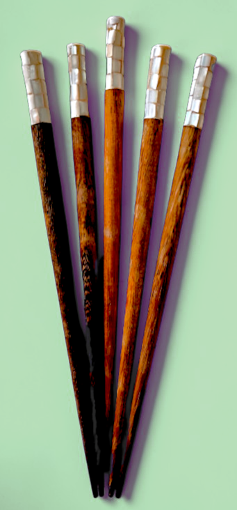 HP-111 MOP Inlaid Wooden Hair Sticks 7"