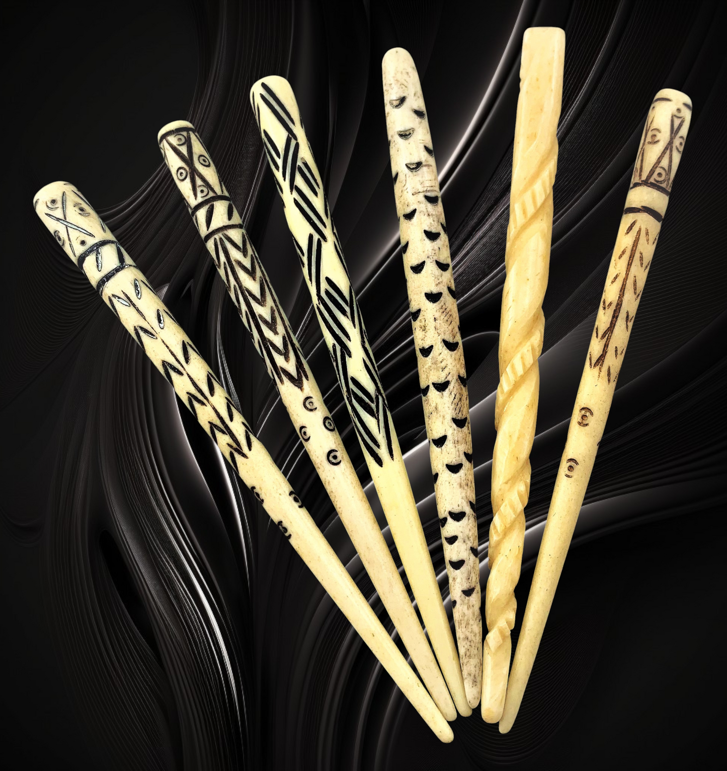 HP-123 Buffalo Bone Hair Sticks 4 1/2"