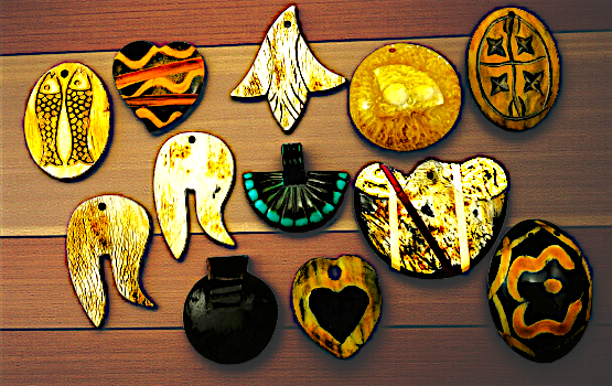 P-11A Buffalo Horn and Bone Pendants