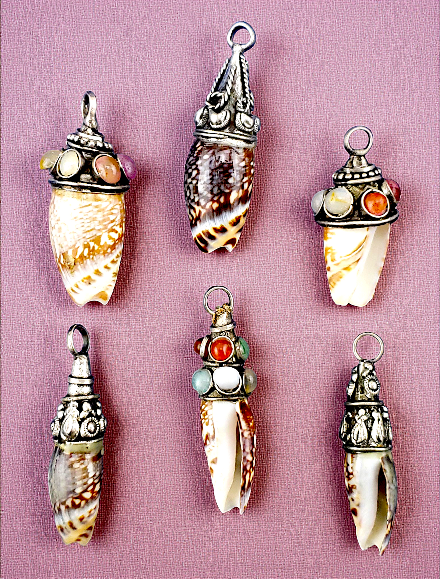 P-199 Olive Shell Pendants with Metal Caps