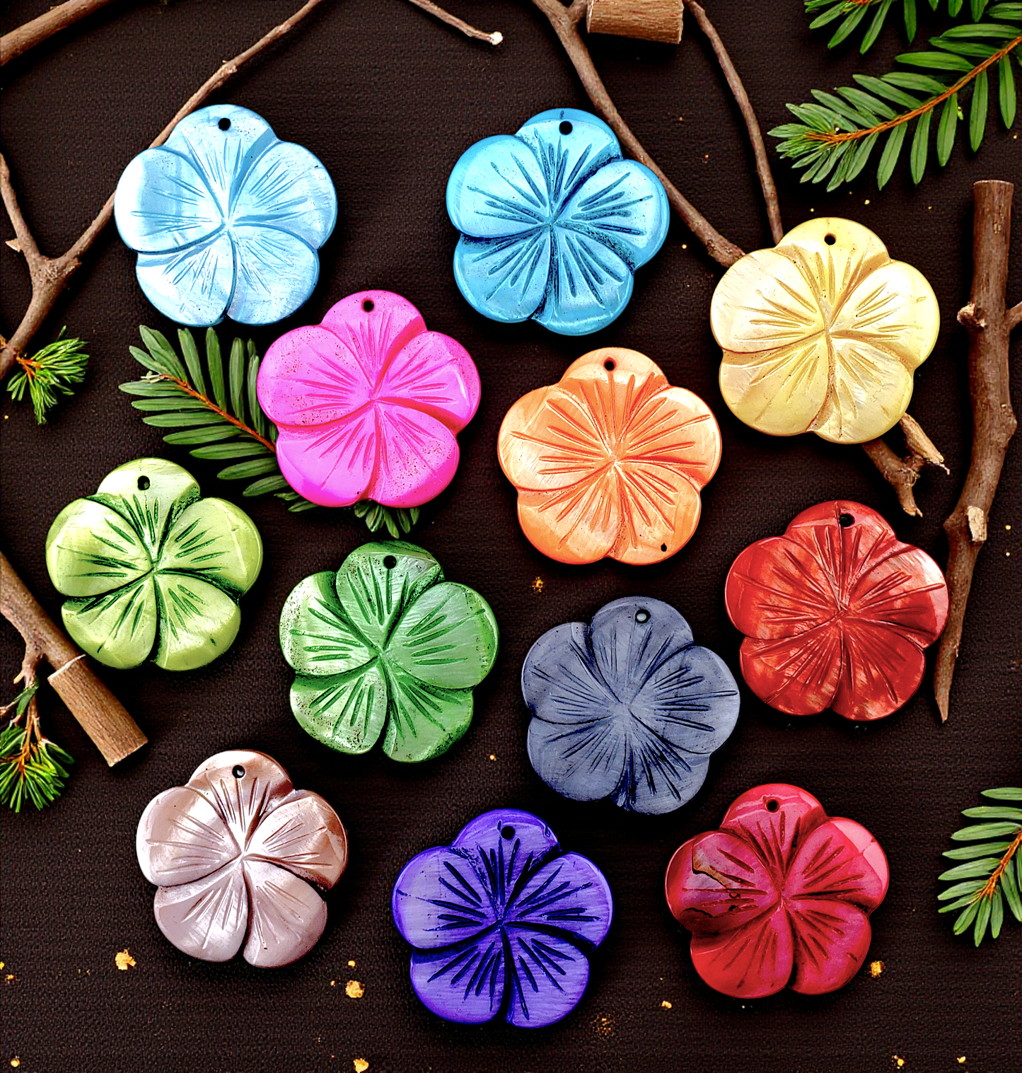 P-204 Mother of Pearl Carved Pendants