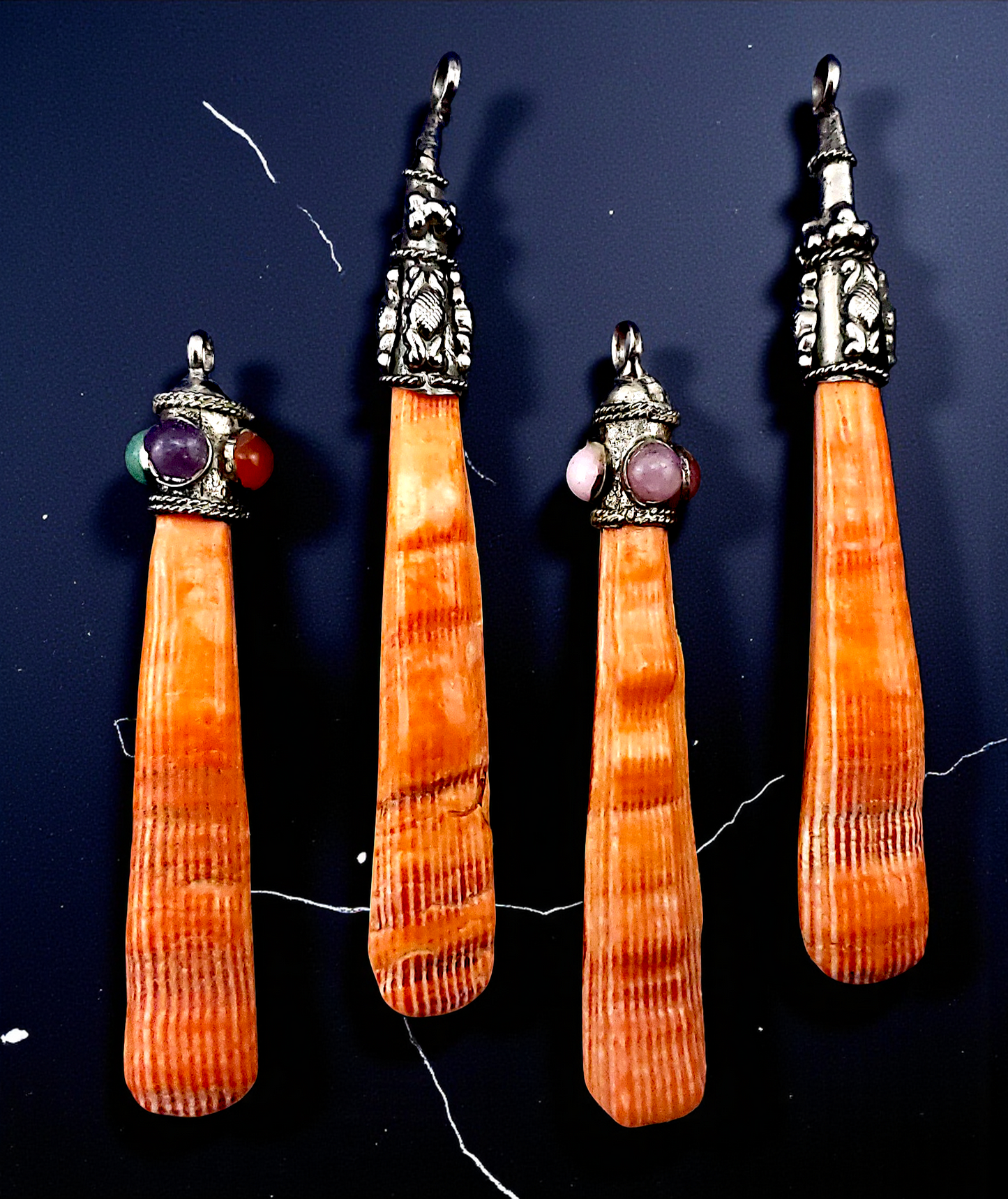 P-209 Orange Lion's Paw Stick Pendants