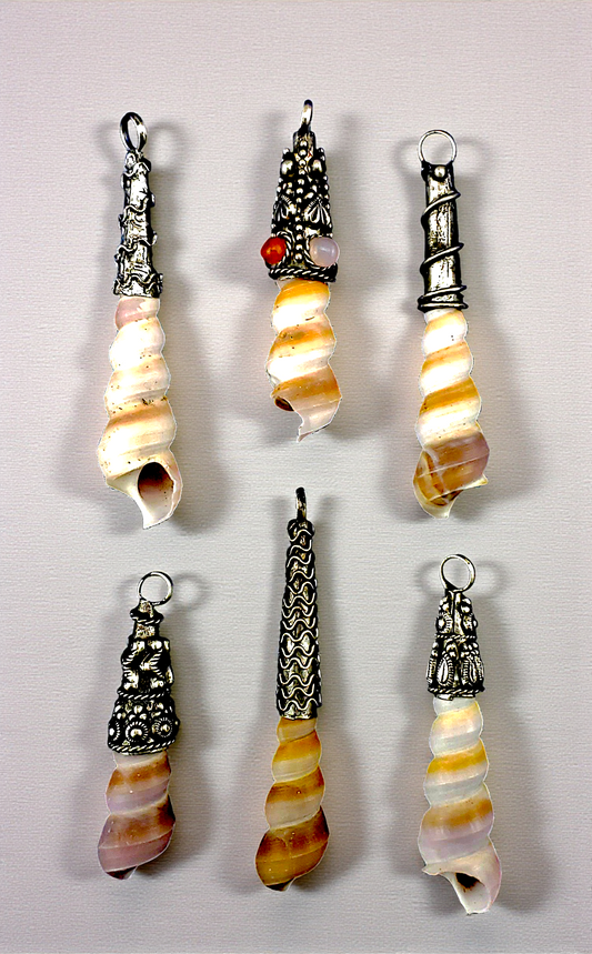 P-2 Turret Shell Pendants with Silver Caps