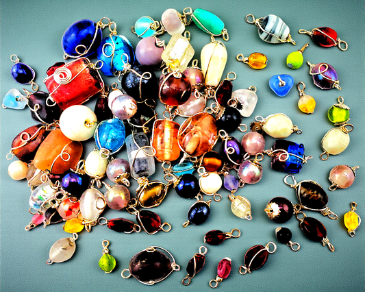 P-3 Wire-wrapped Glass Beads Charms and Pendants