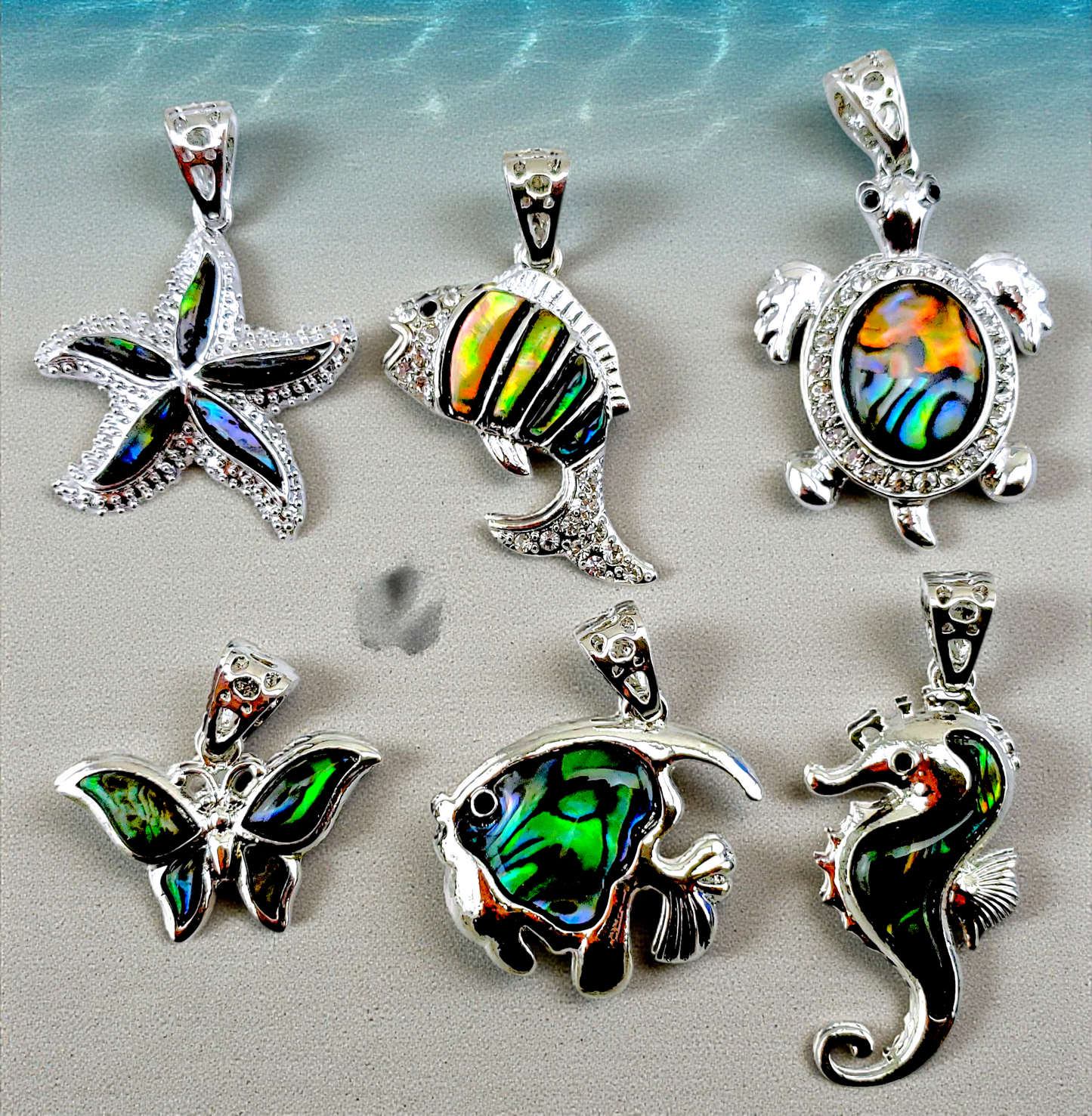 P-42 Abalone Inlaid on Oceanic Silver Casing Pendants