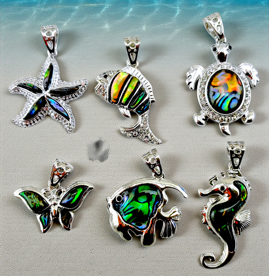 P-42 Abalone Inlaid on Oceanic Silver Casing Pendants