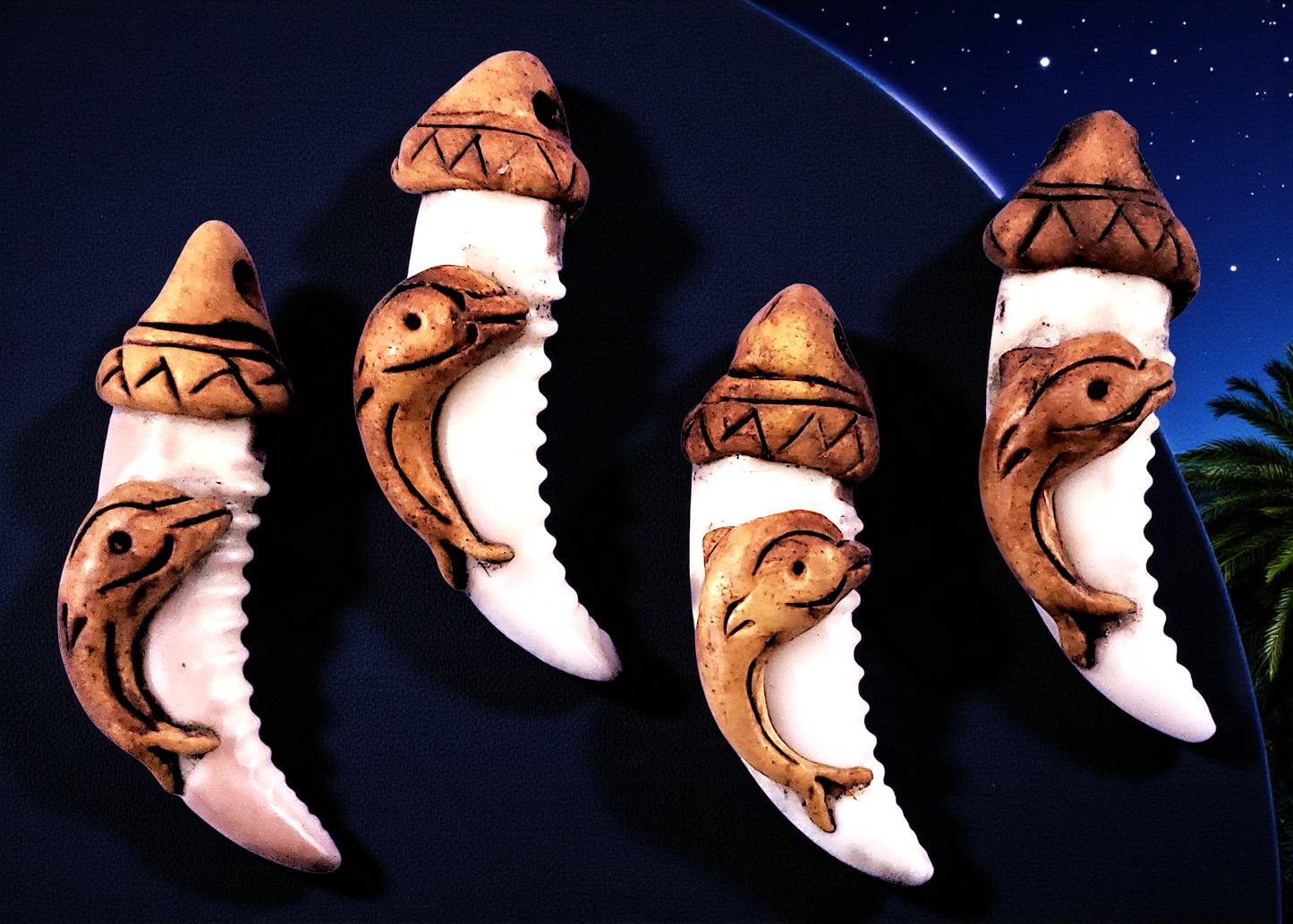 T-100 Tiger Cowrie Teeth Pendant