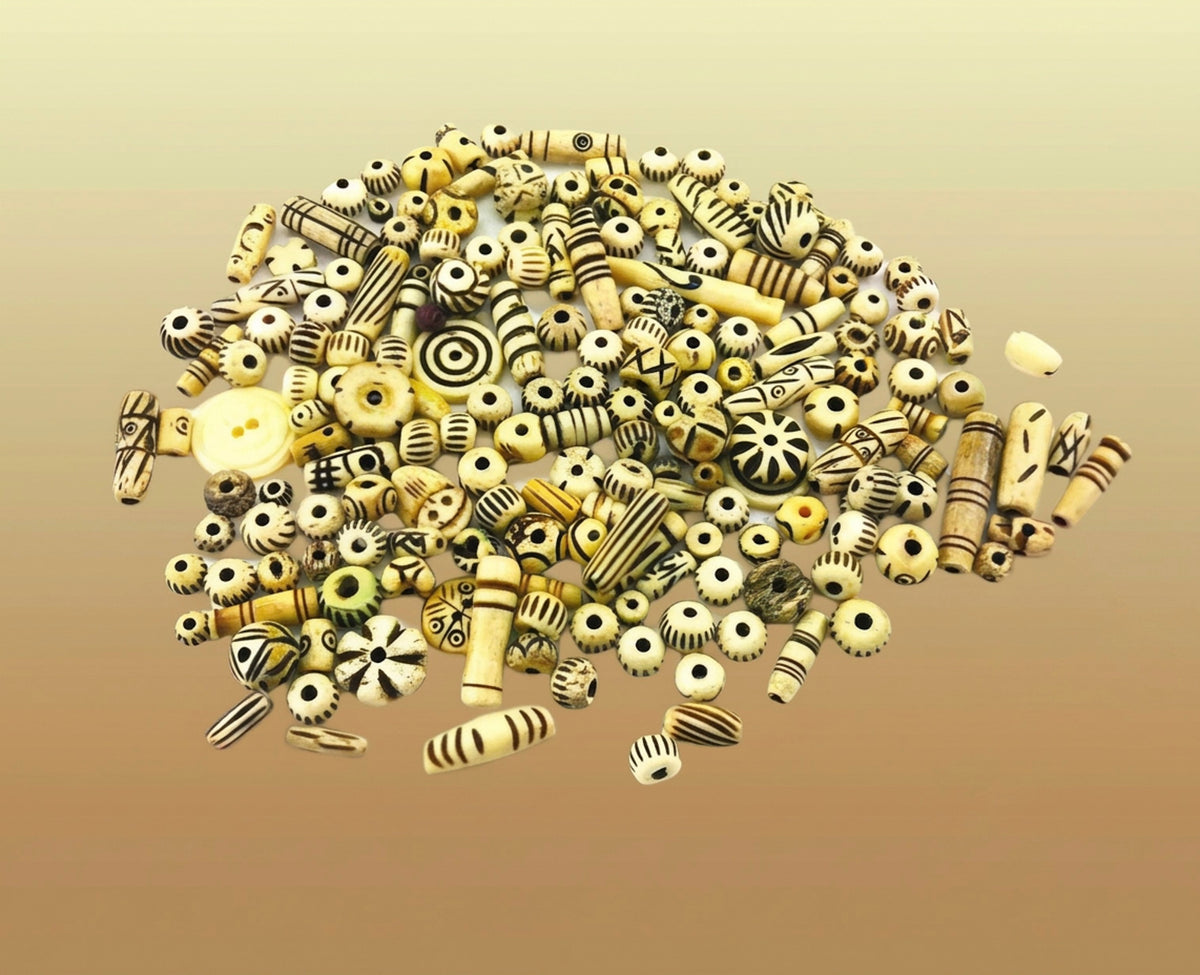 T-1785 (Assorted Buffalo Bone Beads) (Antique-look)