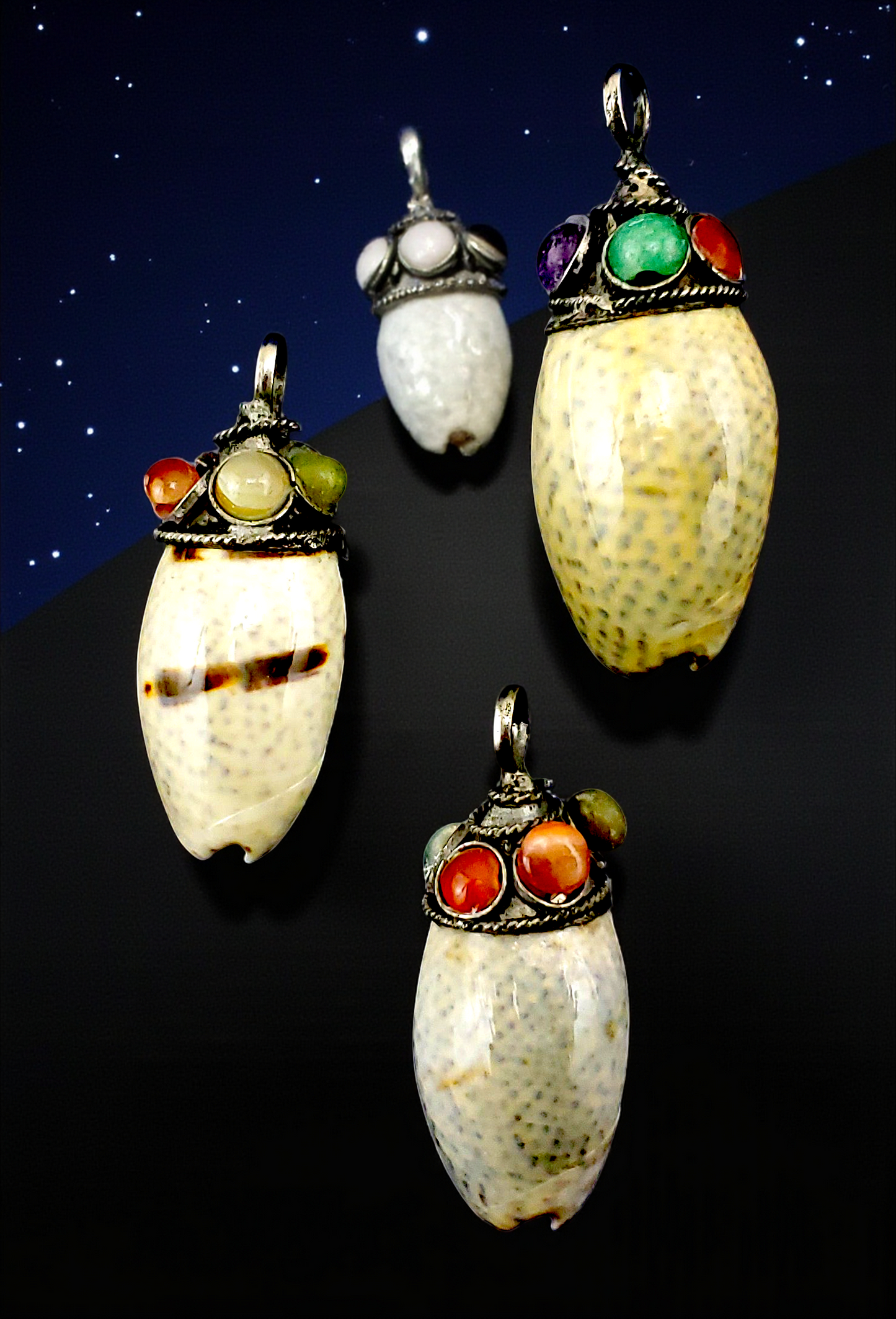 T-2603 Olive Shell Pendants with Metal Cap