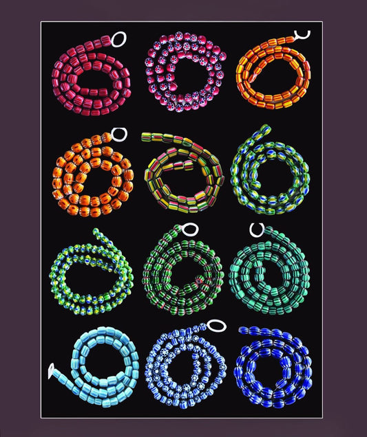 BD-826  (Assorted Chevron Glass Beads) (16" Strands)